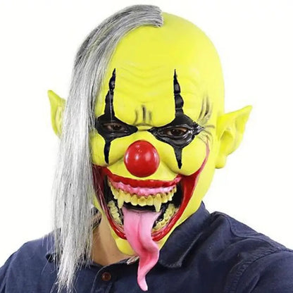 Halloween Funny Clown Head Cover Horror Party Cosplay Mask Dress Up Props Joker Latex Masks Park Haunted House Prank Helmet Prop