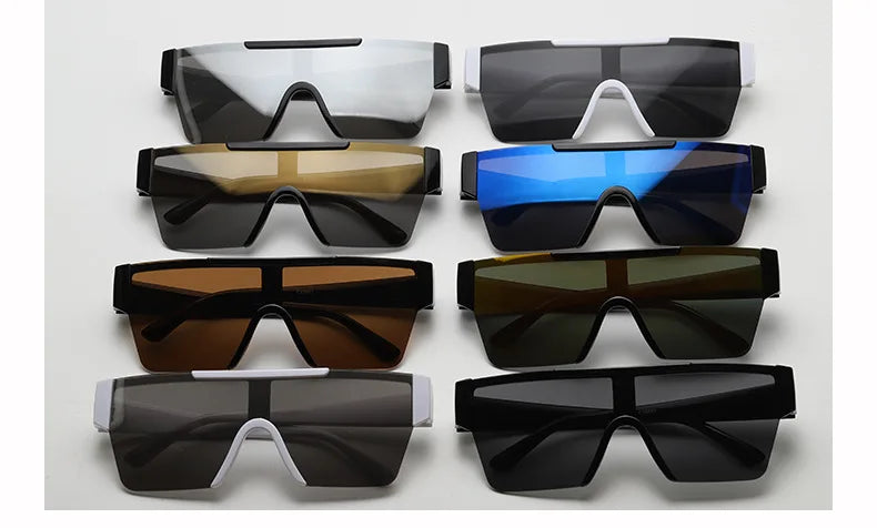 Retro Big Square Frame Women Men Sunglasses Fashion One Piece Black Silver Lens Shades UV400 Trending Sun Glasses Eyewear 2026