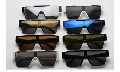 Retro Big Square Frame Women Men Sunglasses Fashion One Piece Black Silver Lens Shades UV400 Trending Sun Glasses Eyewear 2026