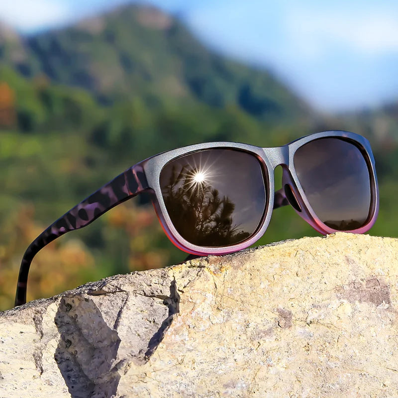 New style Unisex Polarized Square Fashion Sunglasses - Lightweight Purple Glitter Frame, TAC Lenses for Outdoor Sports & Fashion