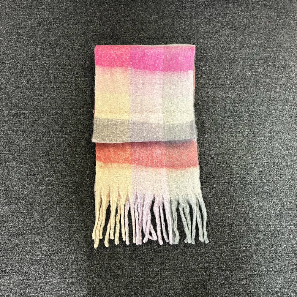 Winter Fashion Brand Plaid Scarf Women Warm Pashmina Female Scarves Wraps Bufanda Tassels Shawl Long Rainbow Hairy Luxury Brand