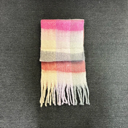 Winter Fashion Brand Plaid Scarf Women Warm Pashmina Female Scarves Wraps Bufanda Tassels Shawl Long Rainbow Hairy Luxury Brand