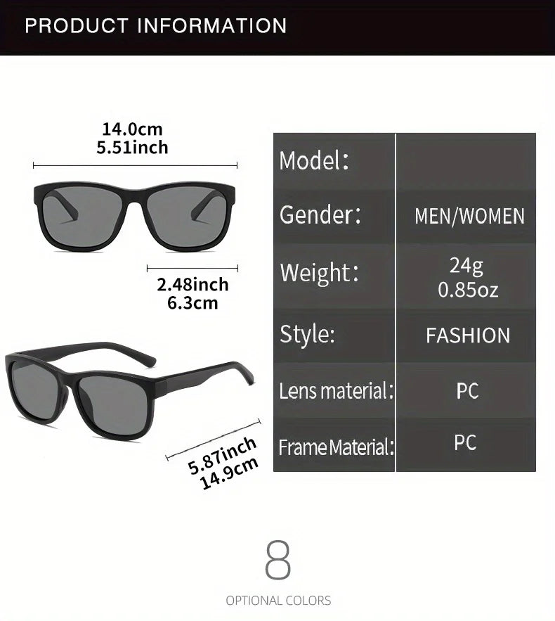 New style Unisex Polarized Square Fashion Sunglasses - Lightweight Purple Glitter Frame, TAC Lenses for Outdoor Sports & Fashion