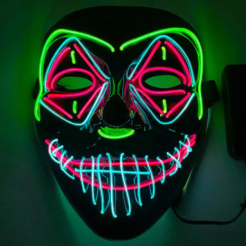 Halloween Mask Mixed Color Led Mask Party Masque Masquerade Masks Neon Maske Light Glow In The Dark Horror Mask Glowing Masker