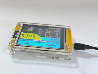 NerdMiner V2 Hashrate, Smart Display, Crypto Solo, Lottery, Nerd Miner, Bitcoin Miner ESP32-2432S028R, 49 k/S, 2.8 inch