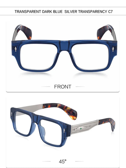 Fashion Oversized Square Reading Glasses Men Blue Light Blocking  Metal FrameGlasses Trendy Optical Presbyopia Eyeglasses0to+6.0