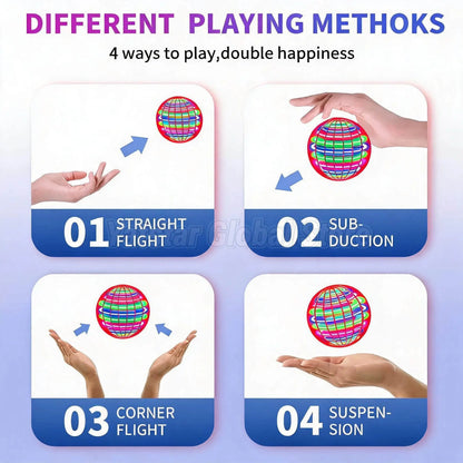 Pro Magic Flying Ball with LED Glow Lights, 360° Rotating Hand-Controlled Gyro Spinner Hover Orb, Fidget Toy for Teens and Adult