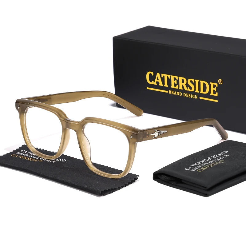 CATERSIDE Anti Blue Light Glasses Men Brand Design TR90 Square Frames Eyewear Women Business Minimalist Fashion Transparent Lens