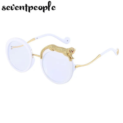 Oversized Round Sunglasses Women Big 2026 Luxury Brand Crystal Leopard-Shaped Sun Glasses for Ladies Anti Blue Light Eyeglasses