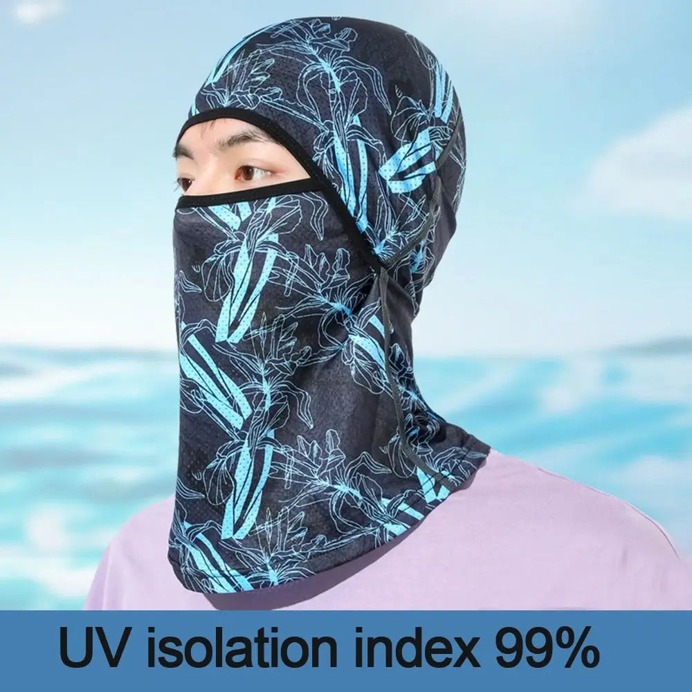 Summer Cool Balaclava Ice Silk Cycling Full Face Cap Sun Anti-UV Protection Sports Face Cover Headwear Bike Motorcycle Men's Hat