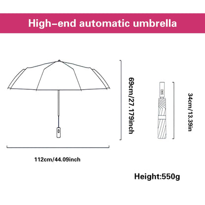 Automatic Folding Umbrella Double-Sided 24 Rib Windproof - Heavy Duty Compact Travel Umbrella for Men & Women, All-Weather Use