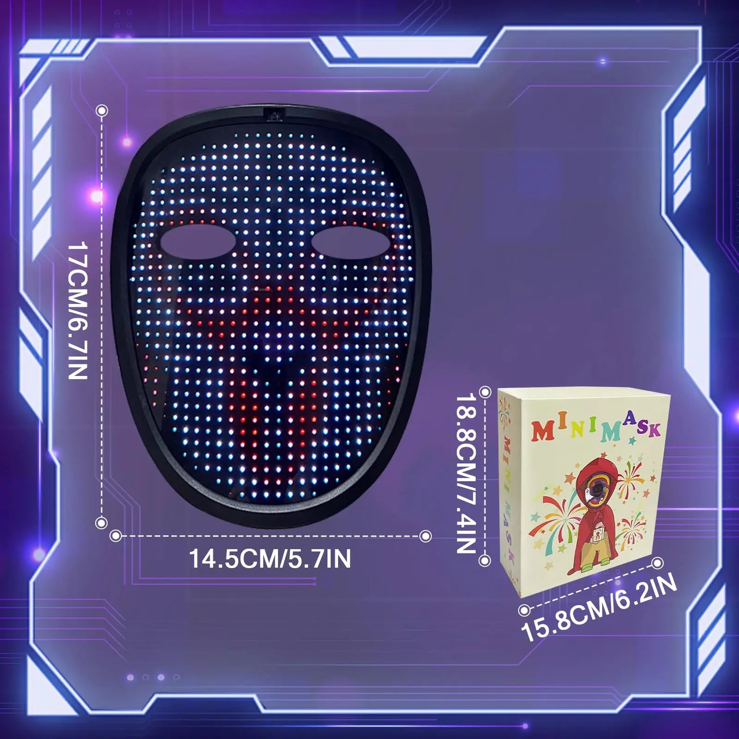 Kids LED Mask with Gesture Sensing, Children Light up Mask for Halloween Christmas Costume Cosplay Birthday Parties Party