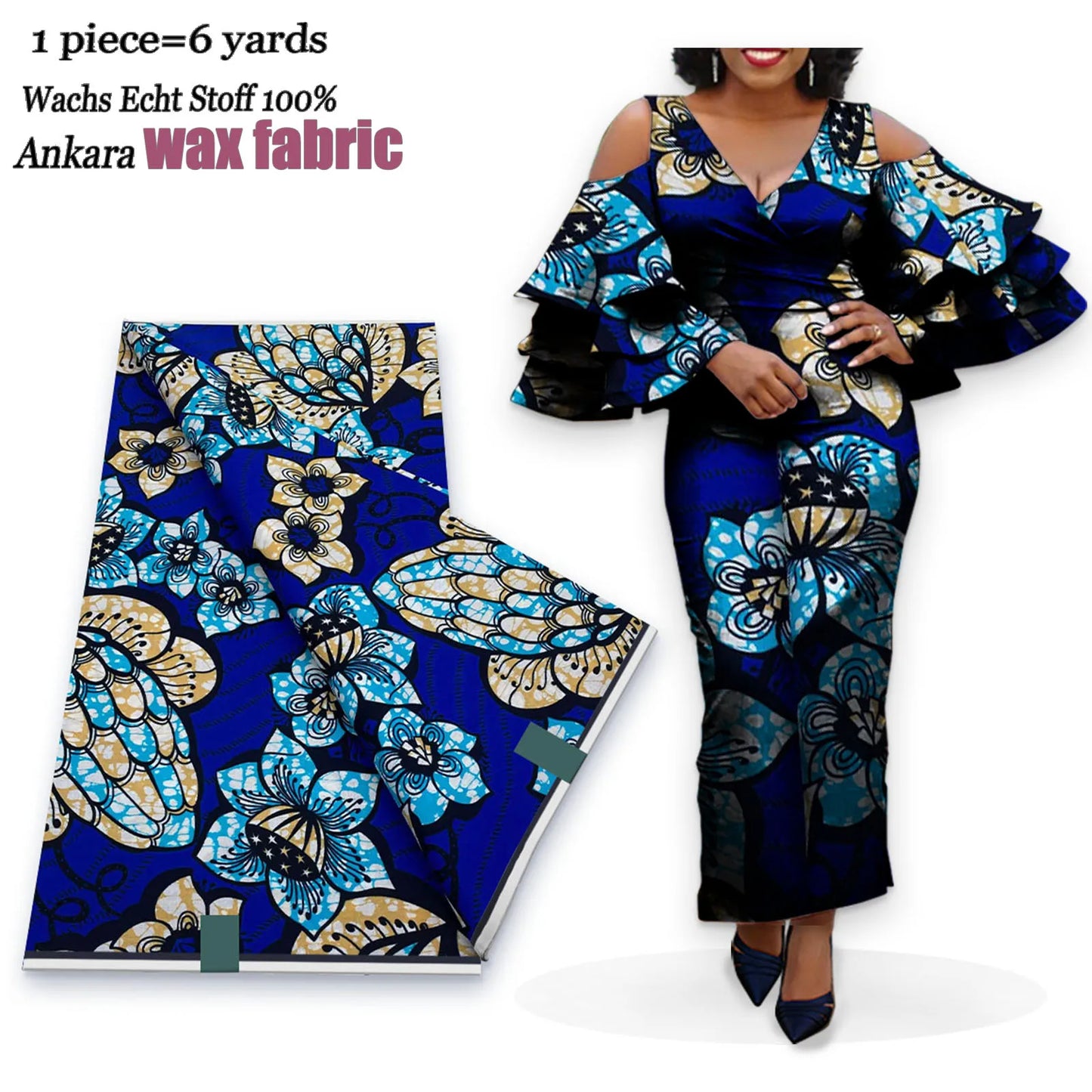 Fashionable African Real Wax Print Fabric 2026 Latest Design Ankara Wax Fabric Soft 100% Cotton Pagne Women Dress Loincloth ﻿