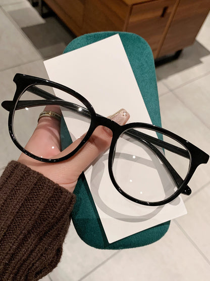 Ladies' Fashion Glasses, Minimalist Art Retro Trend Accessories, Large PC Frame with Transparent Lenses
