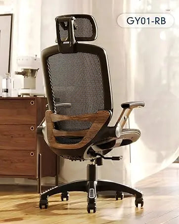Ergonomic Office Chair, High Back Home Desk Chair with Headrest, Flip-Up Arms, 90-120° Tilt Lock and Wide Cushion