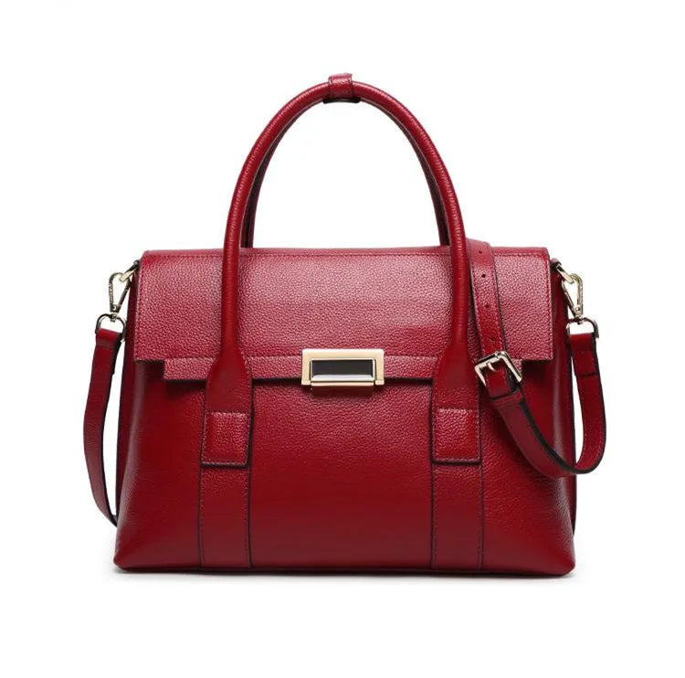 2024 New Genuine Leather Briefcase Women Handbags Large Capacity Ladies Fashion Cowhide Shoulder Messenger Bags Portable