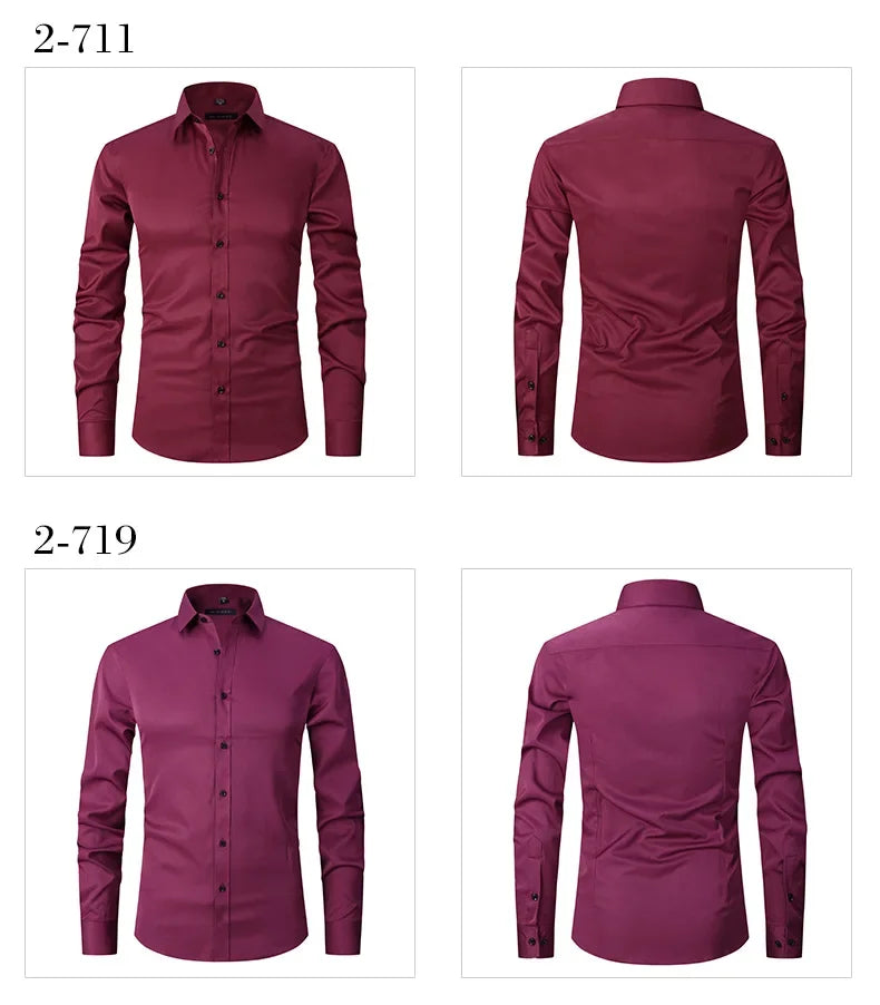 Spring Men's Social Shirt Slim Business Dress Shirts Male Long Sleeve Casual Formal Elegant Shirt Blouses Tops ManBrand Clothe