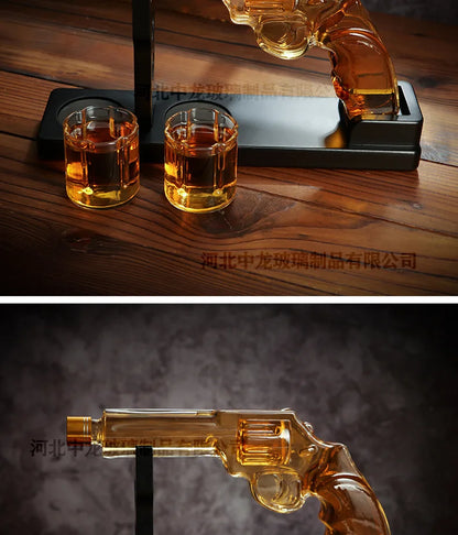 Creative Pistol-Shaped Glass Decanter Gun-Shaped Whiskey Set High Borosilicate Glass Sparkling Bottle