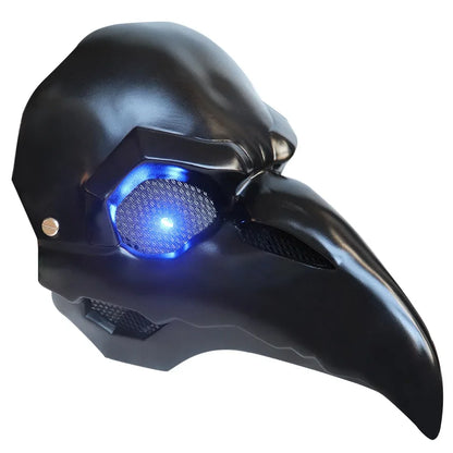 Punk Crow Mask Costume Reaper Nevermore Black Skin for Overwatch Plague Doctor Cosplay Masks Birds Long Nose LED Eyes Retro Rock