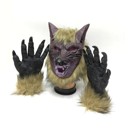 Halloween Theme Wolf Gloves and Mask Halloween Wolf Cosplay Costume Props for Holiday Birthday Gift