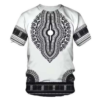 Summer New Men's African Ethnic Style Pattern 3D Print T-shirt Short Sleeve Tees Casual Harajuku Sports Oversized Unisex Tops