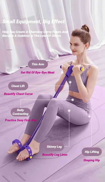 Four-Tube Pedal Tensioner Multi-Functional Household Fitness Equipment Yoga Abdominal Strengthening Elastic Band Tension Rope