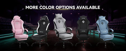 Gaming Chair, Video Game Chairs for Adults with Footrest High Back Headrest Lumbar Support Fabric Office Computer Desk Chair