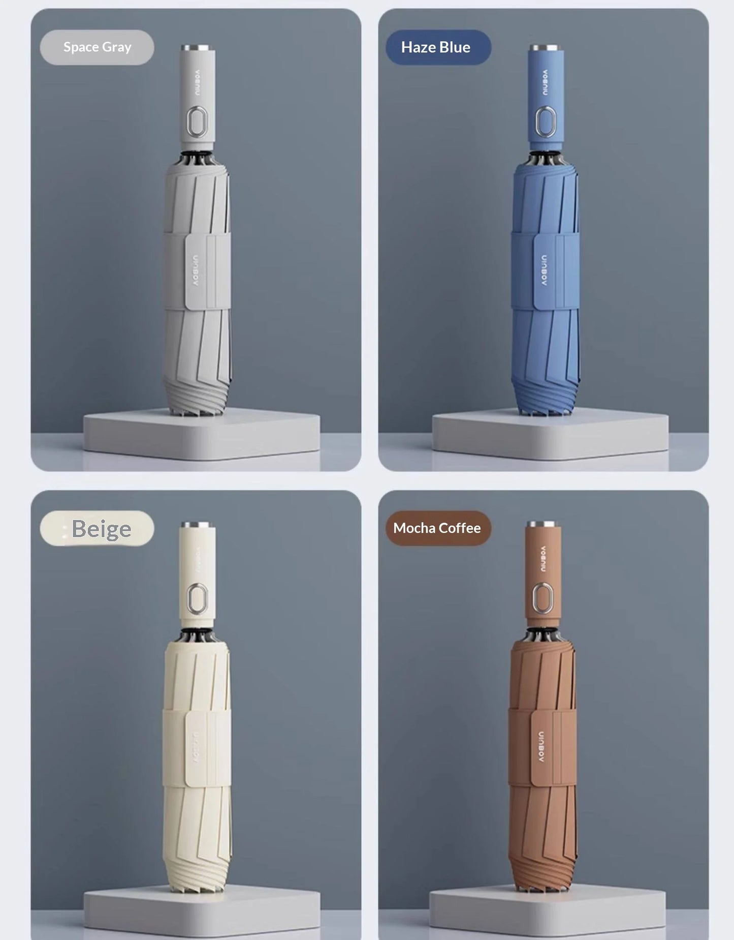 Fully automatic extra-large umbrella, thickened, reinforced, windproof, designed for heavy rain, reverse folding umbrella
