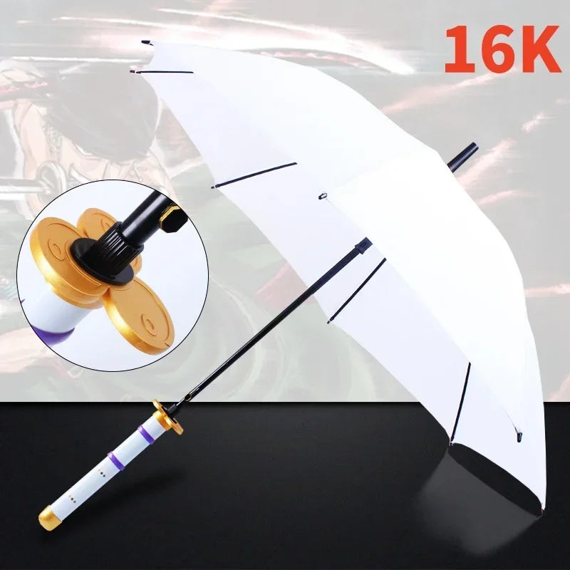 Anime Zoro Katana Umbrella Sword Long Hand Black Parasol Roronoa Zoro Knife Real Size Japanese Katana Sabre Umbrella Raincoa