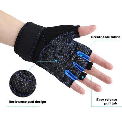 Workout Gloves for Men Women Half Finger Glove with Wrist Wrap for Sport Weight Lifting Training Bicycle Motorcyclist Gym Glove