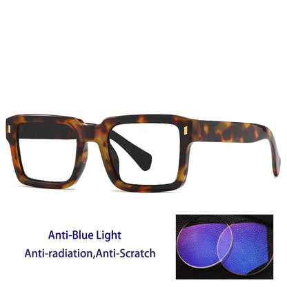 KOCOLIOR New Brand Design Square Board Anti Blue Light Reading Glasses for Men and Women Retro Glasses with Diopter 0 to+6.0
