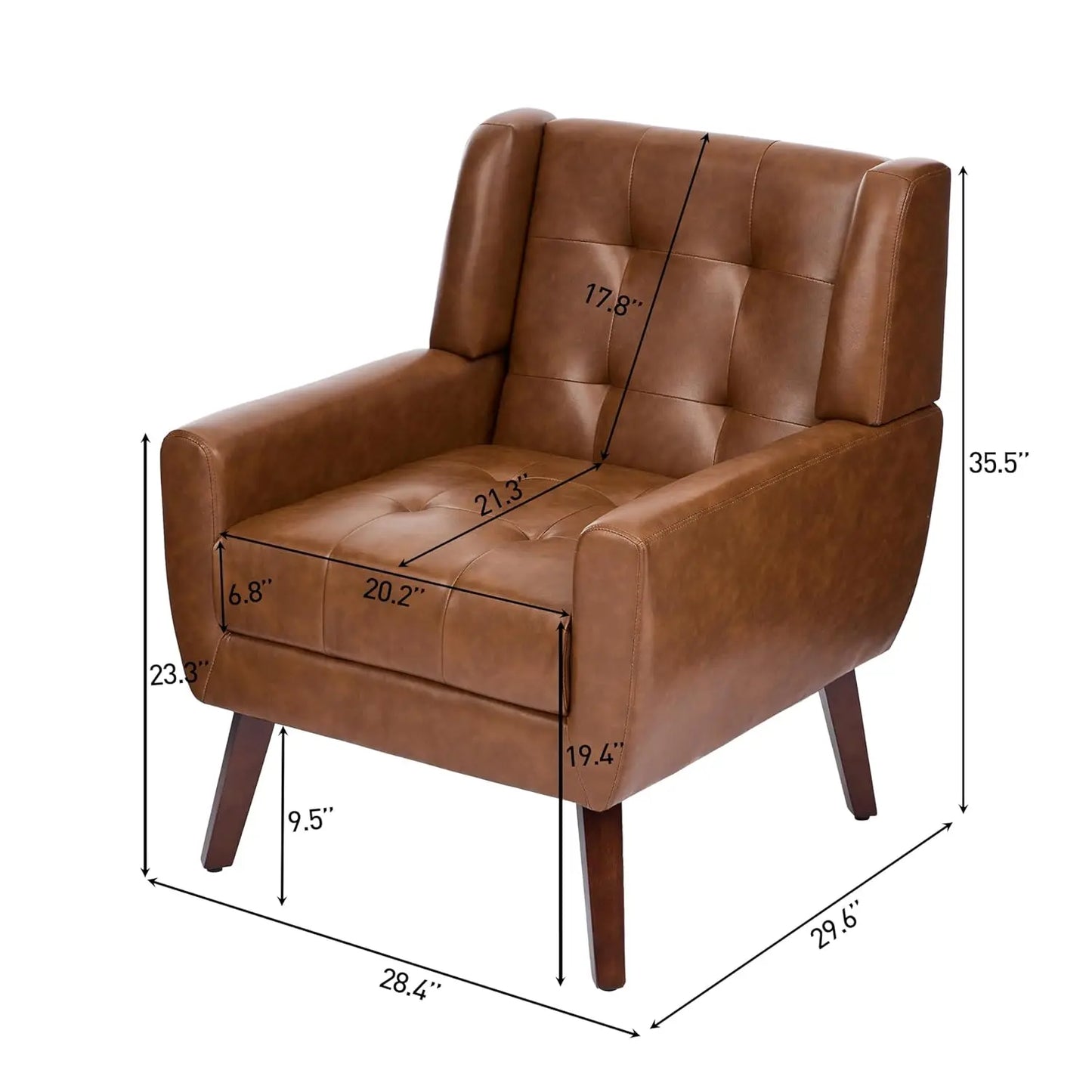 Faux Leather Accent Chair, Modern Upholstered Club Arm Chair for Living Room, Comfy Armchair Single Sofa Seat with, Customized