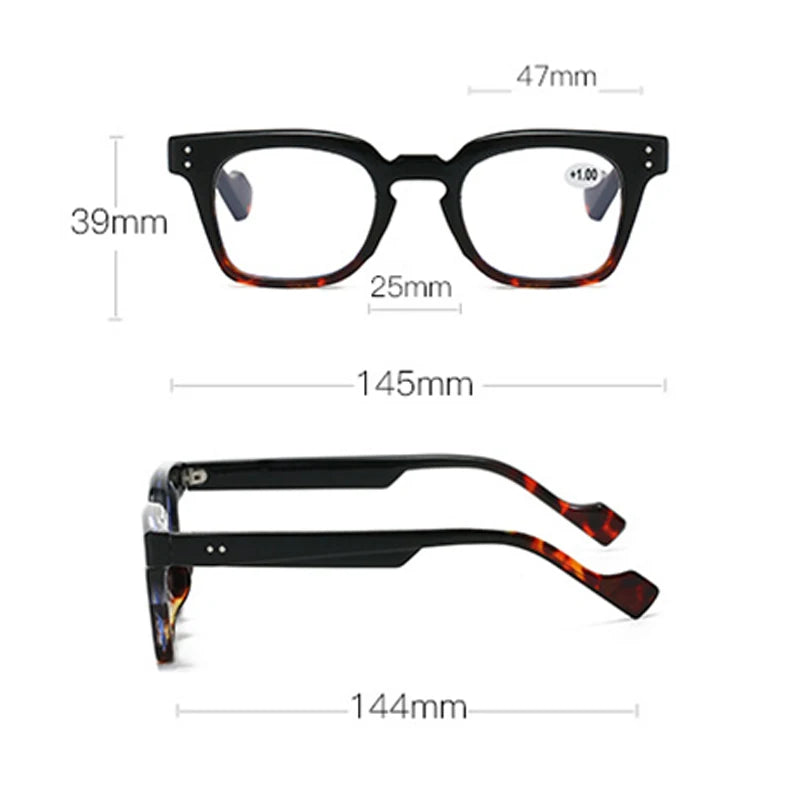 Stylish Square Frame Hyperopia Eyewear Men Anti Blue Light Reading Glasses Color Blocked Presbyopia Eyeglasses for Women