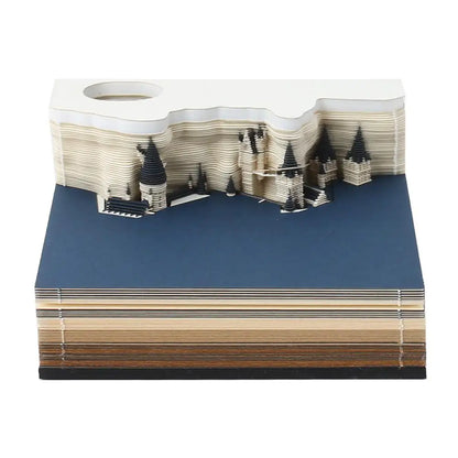 2026 Creative Hogwarts Magic Castle Calendar Sticker With Light 3D Hand-torn Castle Calendar Tear-Away Notepad DIY Craft Gifts