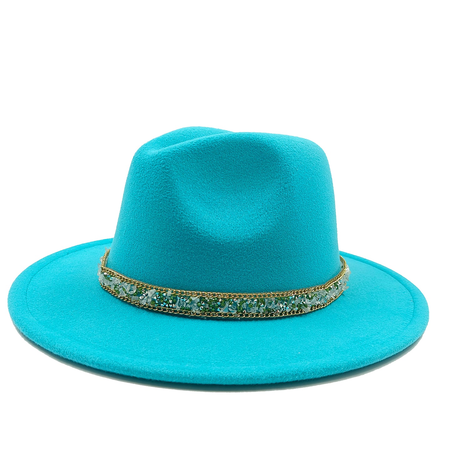 women fedoras golden chain fedora hat women men wide brim solid color jazz top hat autumn winter new Panama hat gentleman hat