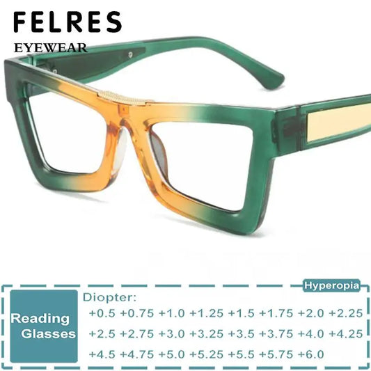 Fashion Personality Colorful Cat Eye Reading Glasses Women Men Luxury Big Frame Anti Blue Light Glasses Presbyopia Eyeglasses