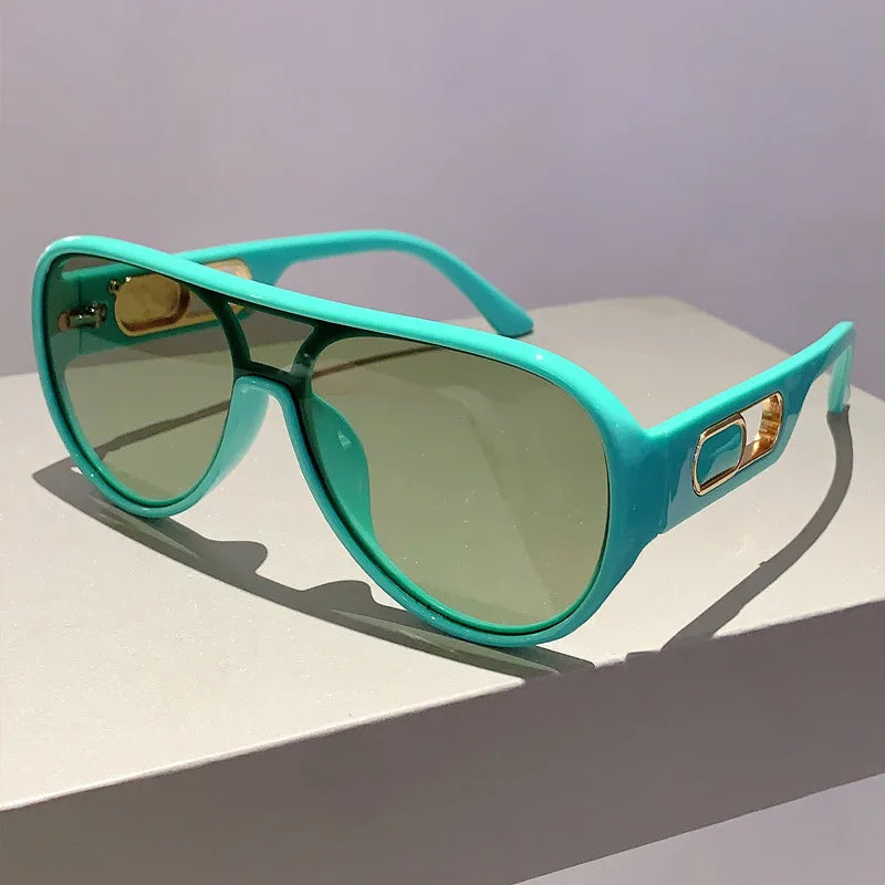 QVQV Trendy Oversized One Piece Sunglasses Women Summer Fashion Thick Frame Pilot Sun Glasses Luxury Brand Outdoor Y2K Shades