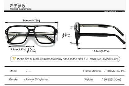 Unisex Retro Glasses Frame Large Eyeglasses Anti Blue Light Square Opical Glasses Aviation Suitable Decoration Eyewear