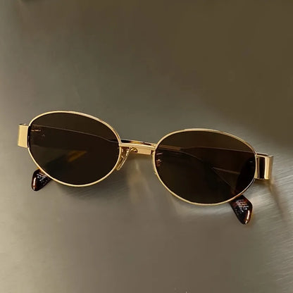 Retro Steampunk Sun Protection Sunglasses Vintage New Women's Metal Oval Sunglasses Ladies Classic UV400 Sunscreen Eyewear