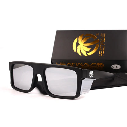 HEAT WAVE Luxury brand Mirror photochromic sunglasses polarized lens Men Eyewear Square Men's Glasses with box baffle HW13