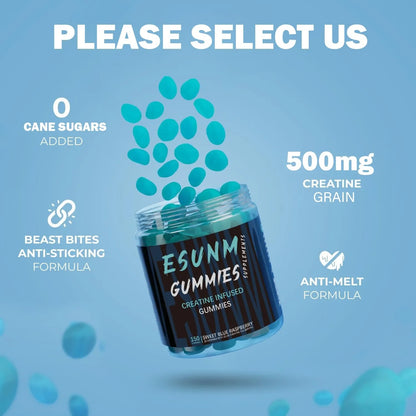 Creatine Bite - Sugar free or artificial coloring - Low calorie, vegetarian and halal -150 gummies