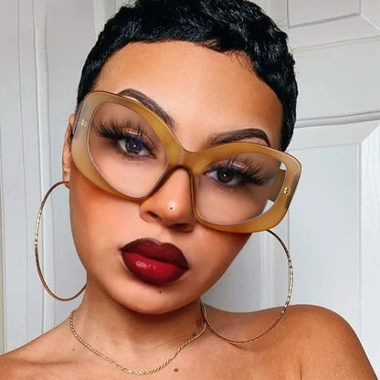 Oversized Reading Glasses Women Luxury Brand Designer Cat Eye Chunky Glasses Anti Blue Light Customised Prescription Glasses