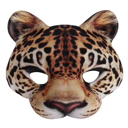 Halloween Half Face Cheetah Mask EVA Animal Costume Party Accessory for Carnival Cosplay Scarf Animal Cat Half Masks