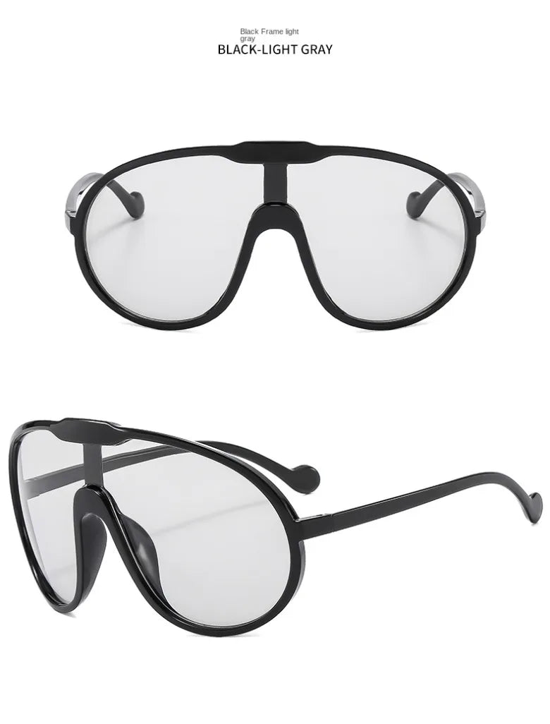 Trend Oversized Pilot Sunglasses Women Luxury Brand Designer Big Frame Cycling Sun Glasses Men Punk One Piece Len Black Yellow