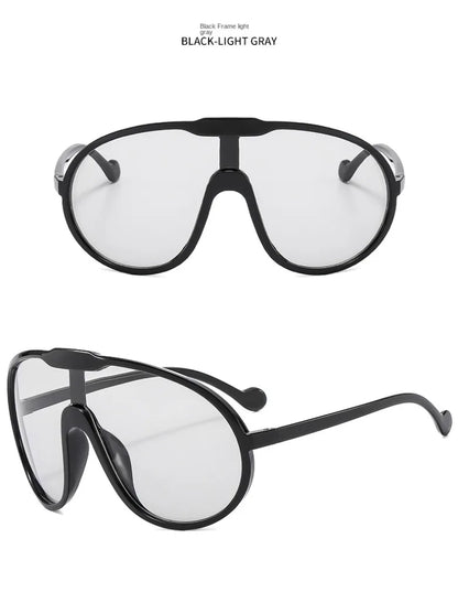 Trend Oversized Pilot Sunglasses Women Luxury Brand Designer Big Frame Cycling Sun Glasses Men Punk One Piece Len Black Yellow