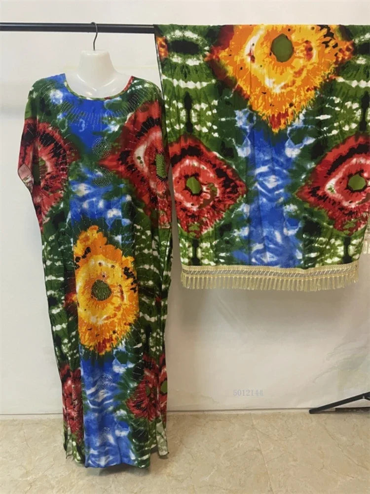 2025 New Afro Kaftan Dress for Women Long Sleeve off Shoulder Robe plus Size Fringe Detail Comfortable Beach Wear Summer