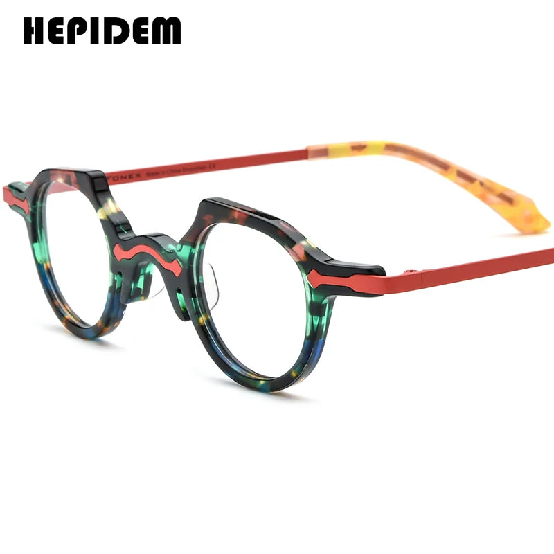 FONEX HEPIDEM Acetate Eyeglasses Frame Men 2025 New Small Round Brand Design Glasses Women Retro Vintage Eyewear Spectacles 9341