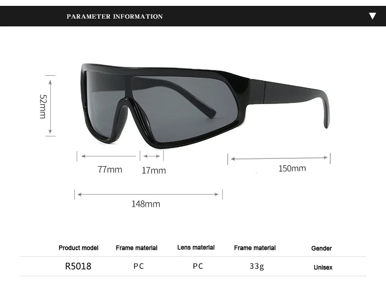 Cycling 2pcs Fashion New Sports Sunglasses Women Punk Style Outdoor Eyeglasses One Piece Personalized Square Glasses Unisex