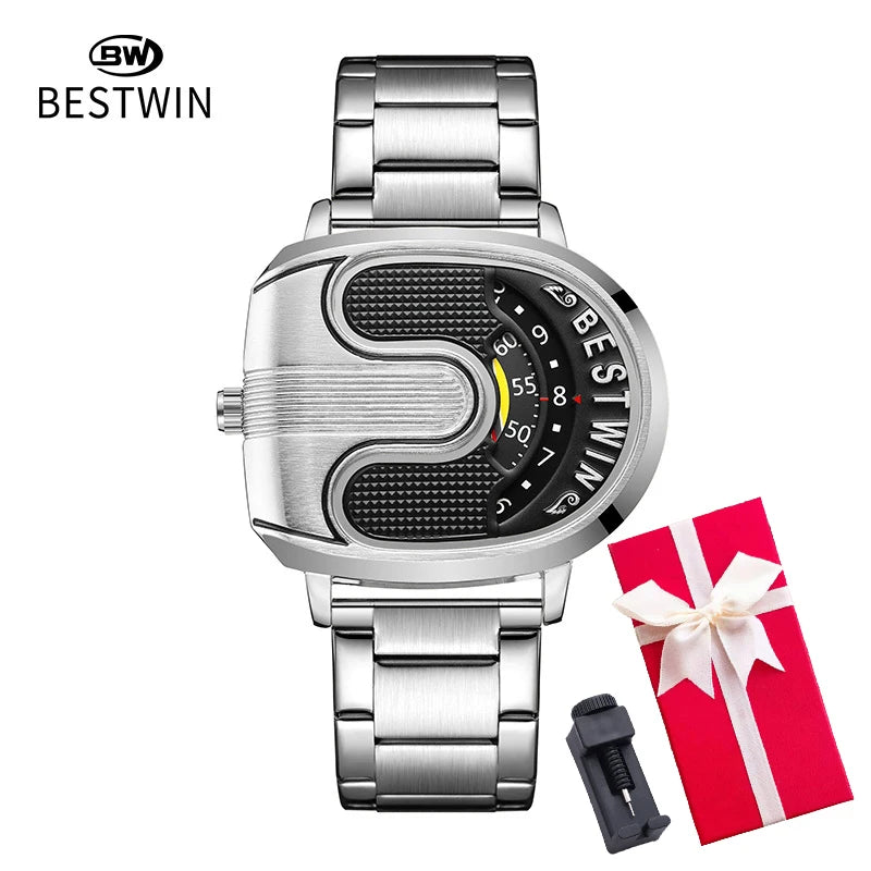 Gold Top Brand Luxury Men Watches Unique Design Stainless Steel Band Golden Dropship relogio masculino High Quality Male