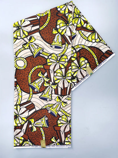 Newest Grand African Wax Glitter Glam Fabric 100% Cotton Ankara Batik Material Pagne Wax Gold Print Sewing Party Dress